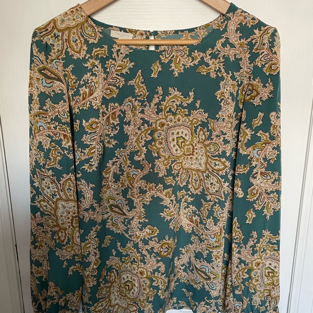 Talbots paisley blouse, size small